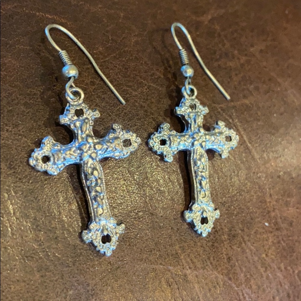 NWT Silver Cross Earrings